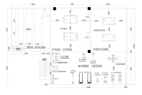 300㎡健身房经典案例2D图