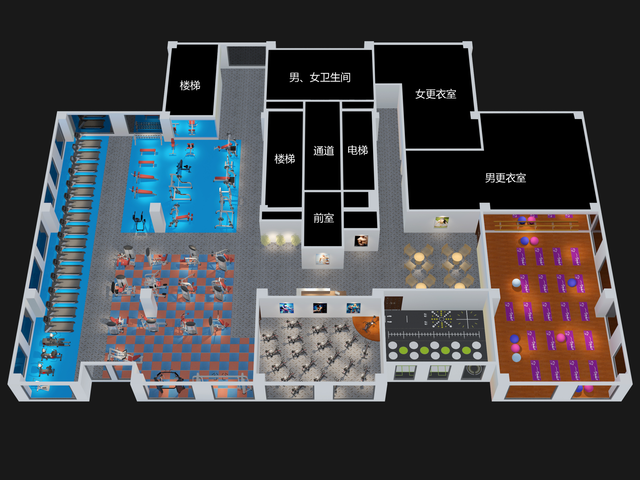 1500㎡健身房策划效果图